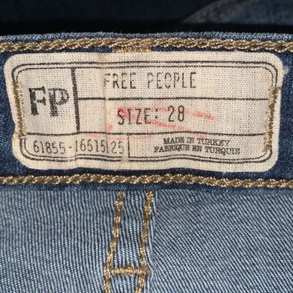 Free People Embroidered Skinny Fit Jeans 28 Blue Cotton Blend Womens Stylish Cas - Picture 4 of 15